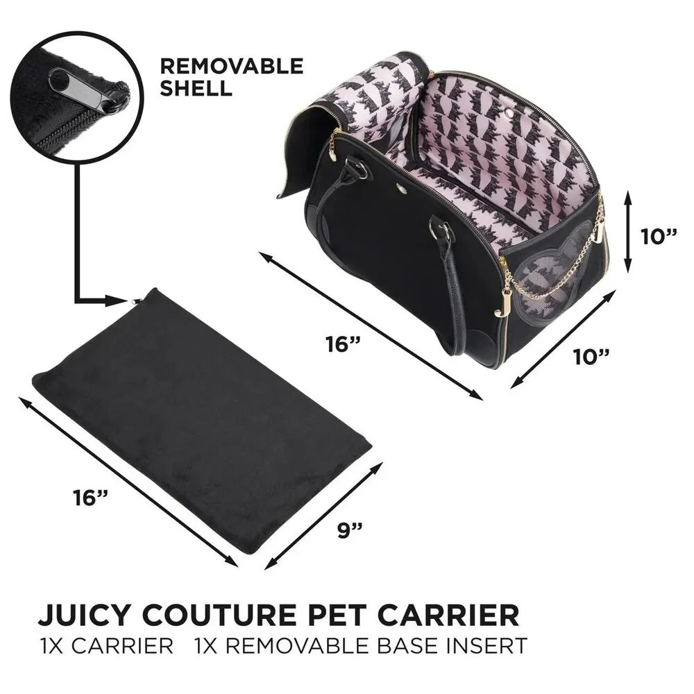 NWT Vintage Juicy Couture Pet Carrier Black & Pink Travel Bag Dog & Cat